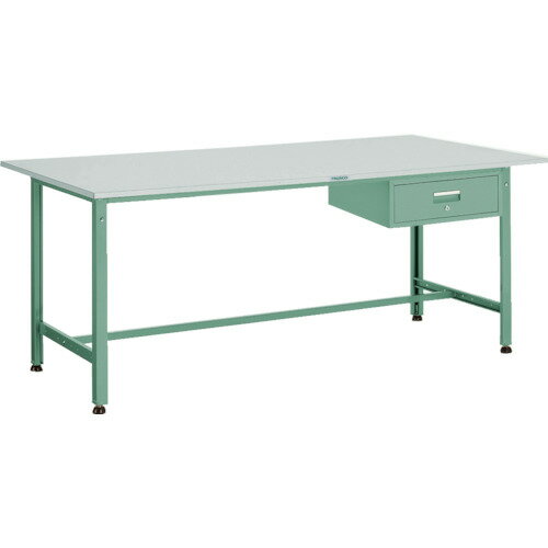 ■TRUSCO 軽荷重作業台(300kg)AE型 1800X900XH740 1段引出付 グリーン色 RAE1809F1(2784441)[法人限定][..