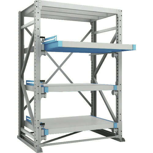 オレンジブック トラスコ中山　TRUSCOTRUSCO スライダーラック スライド3段 スチール板付 単体 〔品番:NSHP213K〕[ 注番:2870053]特長●定位置（収納時・フルストローク時）で自動的にロックされ、ワンタッチで解除できます。●多段引き出し防止機構が付いているので安全です。●高剛性の新型支柱75mm幅仕様のため、有効内幅が広くなりました。用途●クレーンを利用しての金型や重量物の収納・保管用に。仕様●間口(mm)：1458●奥行(mm)：1050●高さ(mm)：2107●色：ネオグレー、スライド棚：水色●均等積載量(kg/段)：1000●最大積載量(kg/台)：4000●棚段数固定棚(段)：1●棚段数スライド棚(段)：3●棚寸法(mm)固定棚：1374×907●棚寸法(mm)スライド棚：1160×900●ストローク(mm)：500●最大積載量(t/台)：4●段調整ピッチ(mm)：50●本体仕様：単体型●棚段数(段)：スライド3段●テーブル有効寸法間口×奥行(mm)：1160×900●スチール板：付き●均等積載量(t/段)：1●棚段数(段)固定棚：1●棚段数(段)スライド棚：3仕様2●組立式材質/仕上●本体：スチール（粉体塗装）●ベース：ポリプロピレン（再生材100％使用）セット内容/付属品●単体型：オールアンカー(M12×90)×8本、トラスベース×2本●連結型：オールアンカー(M12×90)×4本、トラスベース×1本注意●必ずアンカー固定してください。(オールアンカーM12×90標準装備)●トラスベース(標準仕様)は必ず使用してください。●連結型のみではご使用できません。インデックスグリップはオプションです。●車上渡しのため、お客様での荷降ろしが必要です。●組立・設置は専門の施工業者、解体は専門の解体業者にご依頼ください。原産国（名称）日本JANコード4989999690972本体質量336kgオレンジブック トラスコ中山　TRUSCOTRUSCO スライダーラック スライド3段 スチール板付 単体 〔品番:NSHP213K〕[注番:2870053][本体質量：336kg]分類》物流・保管用品》物品棚》軽中量棚（200kg）☆納期情報：メーカー直送品【法人限定＝会社名ご記入お願い致します。】