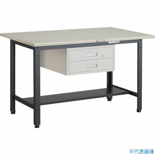 ■TRUSCO 中荷重作業台(500kg)AEW型 1200X750XH740 2段引出付 ダークグレー色 AEWS1275F2(2891727)[法人限定][直送元]