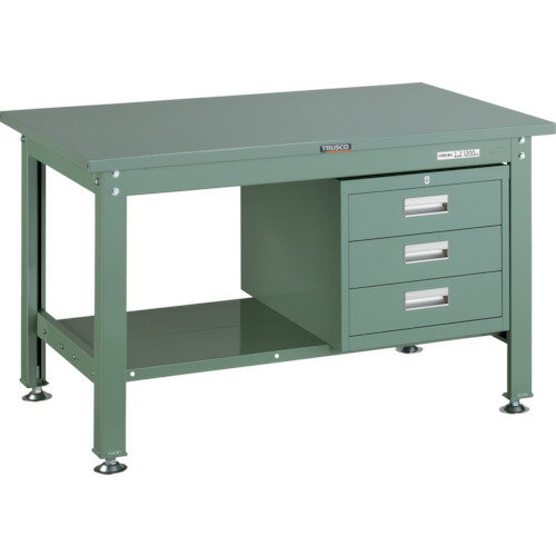 ■TRUSCO 中荷重作業台(1200kg)HW型 1200X750XH740 3段引出付 グリーン色 緑 SHW1200D3(GN)(2891883)[法..