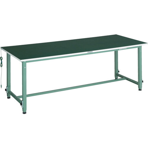 オレンジブック トラスコ中山　TRUSCOTRUSCO 軽荷重作業台高さ調節式(150kg)AEM型 1500X750XH652〜952 帯電防止マット張り グリーン色 〔品番:AEM1500D〕[ 注番:3031691]特長●高さ調節が652〜952mm（調整ピッチ50mm）までできます。●作業内容に合わせて座り作業・立ち作業のいずれにもご利用できます。●エレリーク敷設床の抵抗は2×10［［の6乗］］Ω程度です（電極面積28.26［［M2］］）。●脚部はグリーン色です。●アジャスターはM16×P2.0です。●静電気を抑える帯電防止ゴムマット張りの天板です。●耐油性、耐溶剤性に富むゴム材質のマットを使用しています。用途●静電気を嫌う作業に最適です。仕様●天板材質：ポリ化粧●間口(mm)：1500●奥行(mm)：750●高さ(mm)：652〜952●脚部カラー：グリーン(無記号)●アジャスターねじサイズ：M16×2.0●均等荷重(kg)：150●昇降方式：金具調整式仕様2●アジャスター調整範囲(mm)：20●表面抵抗値(Ω)：1×10［［の6乗］］Ω●アース線(m)：2●昇降ピッチ(mm)：50●マット色：モスグリーン材質/仕上●本体:スチール●マット:表 合成ゴム、裏 天然ゴム●天板：ポリ化粧セット内容/付属品注意●車上渡しのため、お客様での荷降ろしが必要です。●提供不可：chemSHERPA原産国（名称）日本JANコード4989999586633本体質量38.5kgオレンジブック トラスコ中山　TRUSCOTRUSCO 軽荷重作業台高さ調節式(150kg)AEM型 1500X750XH652〜952 帯電防止マット張り グリーン色 〔品番:AEM1500D〕[注番:3031691][本体質量：38.5kg]分類》物流・保管用品》作業台》マット張作業台☆納期情報：メーカー直送品（送料元払い）【法人限定＝会社名ご記入お願い致します。】 ※北海道・沖縄・離島は運賃別途商品も含む