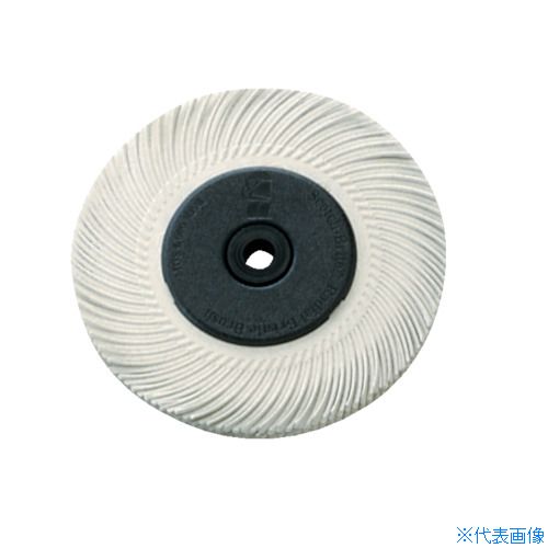 オレンジブック トラスコ中山　TRUSCO3M ラジアル・ブリッスルブラシ #120相当 白 152.4mm 〔品番:BRBRSHTC1206〕[ 注番:3110982]特長●軸なしブラシタイプです。●高い研磨力と優れた柔軟性で簡単バリ取りが可能です。●幅の狭い個所のバリ取りや表面処理に最適です。用途●微小バリ取り作業全般に。●溶接焼け除去に。仕様●粒度(#)：120●外径(mm)：152.4●穴径(mm)：25.4●厚さ(mm)：12.7(無回転時)●最高使用回転数(rpm)：6000●色：白仕様2●最高使用周速度：47.8m/s(2868m/min)●12.7mm、15.9mm、19.1mm、22.2mmブッシュ付●外径(6インチ)●フランジ♯27628付(内径25.4mm)●テレスコーピングアダプター♯30000(専用ブッシュ内径φ22.2mm、φ19.1mm、φ15.9mm、φ12.7mm)材質/仕上セット内容/付属品注意●この商品は、一般消費者様向けの製品ではないため、表示や取扱説明書等が一般消費者様向けに表記・同梱されておりません。原産国（名称）アメリカJANコード4550309180393本体質量260gオレンジブック トラスコ中山　TRUSCO3M ラジアル・ブリッスルブラシ #120相当 白 152.4mm 〔品番:BRBRSHTC1206〕[注番:3110982][本体質量：260g]《包装時基本サイズ：180×155×25》〔包装時質量：249g〕分類》電動・油圧・空圧工具》研削研磨用品》グラインダー用研磨材☆納期情報：仕入れ先通常在庫品 (欠品の場合有り)