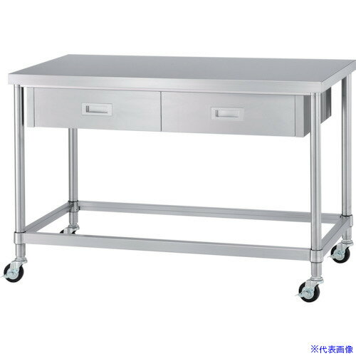 ■シンコー ステンレス(SUS304)作業台片面引出付四方枠キャスター付 φ100ウレタン車 ステンレス金具 750×600×800 WDZNC7560800SU100(3242365)[法人・事業所限定][外直送元]