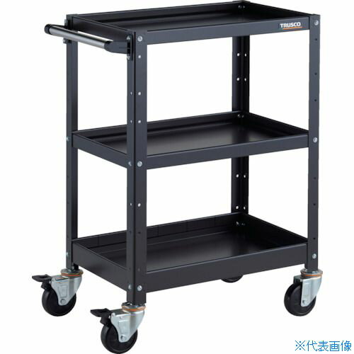■TRUSCO ツールワゴン バーディワゴン 600X400XH880 浅2深1段 ブラック BDW963F1BKBK(3267610)