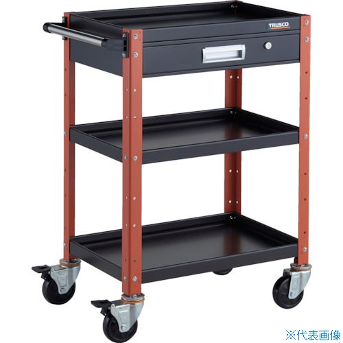 ■TRUSCO ツールワゴン バーディワゴン 600X400 引出付 ブラック/オレンジ BDW963VBKOR(3268140)