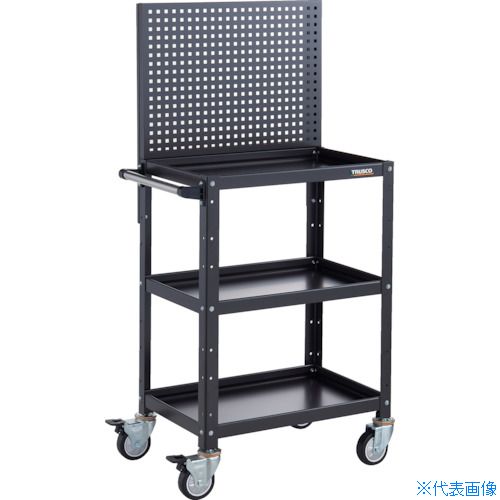 ■TRUSCO ツールワゴン バーディワゴン 上部パンチングパネル付 600X400X1330 ブラック BDWP963UBKBK(3268666)