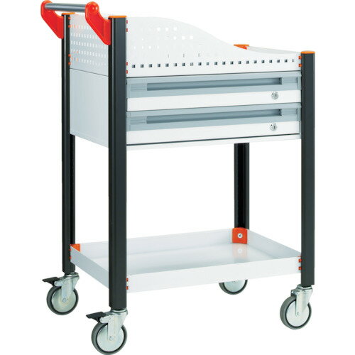 ■TRUSCO カスタムワゴン 浅型2段引出・浅棚板付 ホワイト TAC648AERW(3361616)[法人限定][直送元]