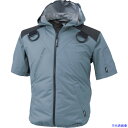 ■XEBEC 空調服遮熱ハーネス半袖ブルゾン(フード付き)XE98105−43−5L ブルーグレー XE98105435L(337136...