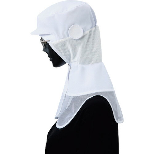 ■サンペックス ロングフード 衛生帽子 ホワイト LL CD590A9LL(3372579)[法人限定][外直送元]