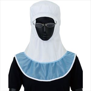 ■サンペックス ロングフード 衛生帽子 ホワイト M SZ511WM(3381451)[法人限定][外直送元]