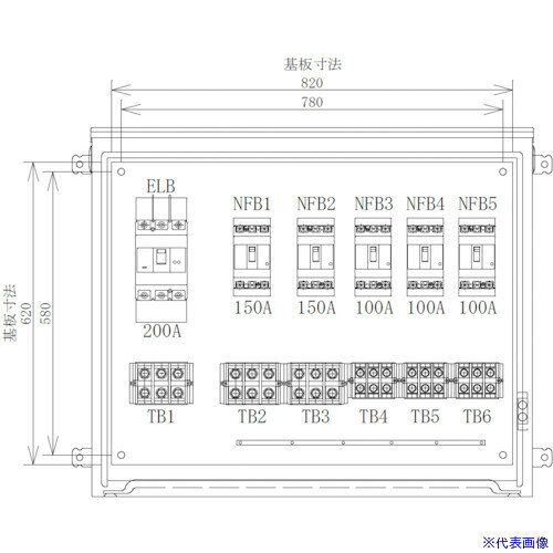 ■セフティー 仮設動力分電盤 P200−N5 5回路(150A×2)(100A×3) P200N5(3402915)[法人限定][直送元]