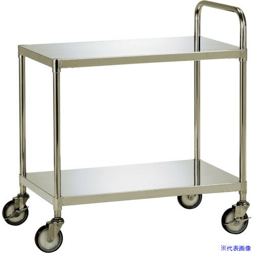 ■テックサス ステンレスワゴン2段タイプ(フラットタイプ) 750X450 SUSφ100ウレタン車 WG2N7545D(361030..