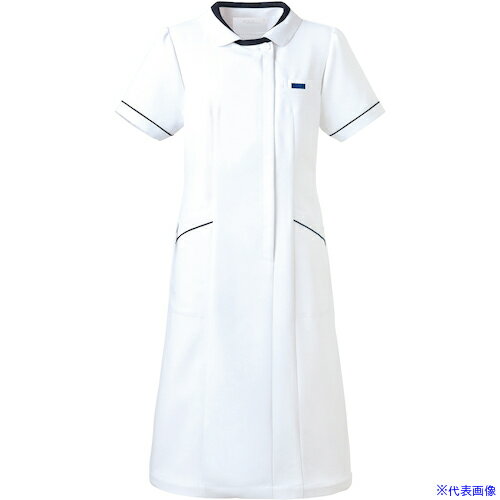 ■FOLK ワンピース ホワイトXネイビー L 3015EW7L(3616251)[送料別途お見積り][法人限定][掲外取寄]