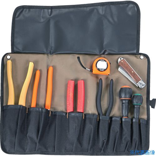 ■TRUSCO 電気工事士技能試験工具 9点入 ツールロールセット DKS8B(3639508)