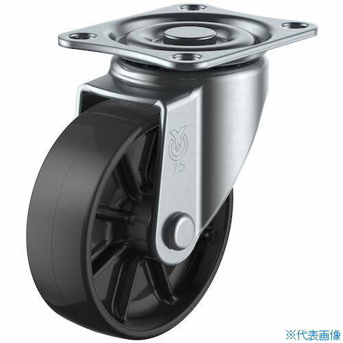 ■ユーエイ プレート式 自在 キャスター 黒ナイロン 車輪径75mm Sタイプ SG型 取付寸法55×42 SG75BN(3640436)
