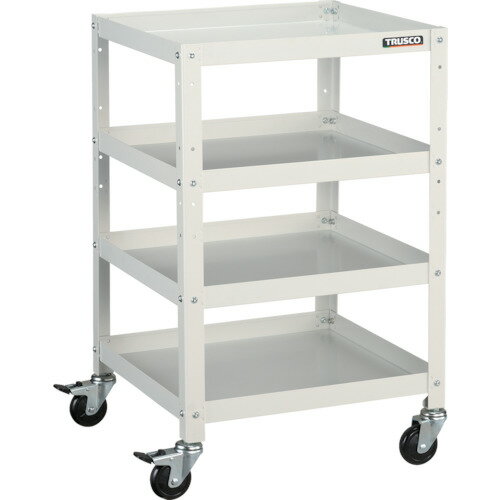 ■TRUSCO ツールワゴン ラビットワゴン 500X500 ゴム車輪 ホワイト RBW854W(3663469)