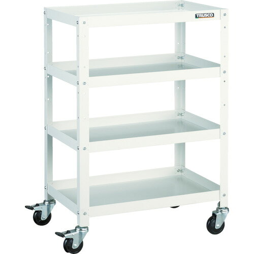 ■TRUSCO ツールワゴン ラビットワゴン 600X400 ゴム車輪 ホワイト RBW964W(3663787)