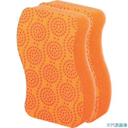 ■3M スコッチ・ブライト スクラブドット清潔スポンジ2個パック(オレンジ) SDS02KE2PM(3682554)