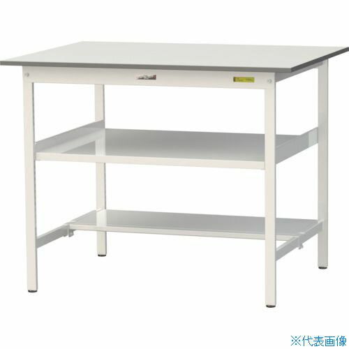 ■ヤマテック 軽量作業台 ワークテーブル150シリーズ 固定式 中間棚・半面棚板付 W1200×D900×H950mm シルキーホワイト SUPH1290TFWW(3692301)[法人限定][直送元]