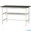 ■ヤマテック LABシリーズ実験用ラボテーブル 固定式 中間棚付 ケミテクト天板 W1500×D750×H950 ブラック/シルキーホワイト SLKH1575F...