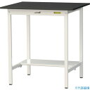 ■ヤマテック LABシリーズ実験用ラボテーブル 固定式 半面棚板付 ケミテクト天板 W900×D750×H950 ブラック/シルキーホワイト SLKH975TB...