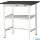 ■ヤマテック LABシリーズ実験用ラボテーブル 固定式 中間棚付 ケミテクト天板 W900×D750×H950 ブラック/シルキーホワイト SLKH975FBK...