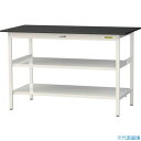 ■ヤマテック LABシリーズ実験用ラボテーブル 固定式 中間棚・全面棚板付 ケミテクト天板 W1500×D750×H950 ブラック/シルキーホワイト SLKH...