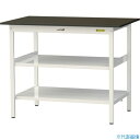 ■ヤマテック LABシリーズ実験用ラボテーブル 固定式 中間棚・全面棚板付 指紋レスメラミン天板 W1200×D750×H950 ブラウン/シルキーホワイト S...