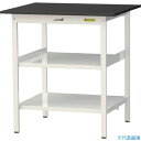 ■ヤマテック LABシリーズ実験用ラボテーブル 固定式 中間棚・全面棚板付 ケミテクト天板 W900×D750×H950 ブラック/シルキーホワイト SLKH9...