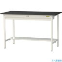 ■ヤマテック LABシリーズ実験用ラボテーブル 固定式 ワイド引き出し・半面棚板付 ケミテクト天板 W1500×D750×H950 ブラック/シルキーホワイト ...