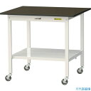 ■ヤマテック LABシリーズ実験用ラボテーブル 移動式 全面棚板付 指紋レスメラミン天板 W900×D750×H825 ブラウン/シルキーホワイト SLMC97...