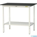 ■ヤマテック LABシリーズ実験用ラボテーブル 高さ調整タイプ 全面棚板付 ケミテクト天板 W1200×D750×H900〜1200 ブラック/シルキーホワイト...