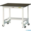 ■ヤマテック LABシリーズ実験用ラボテーブル ワンタッチ移動タイプ 半面棚板付 指紋レスメラミン天板 W900×D750×H740 ブラウン/シルキーホワイト...