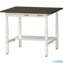 ■ヤマテック LABシリーズ実験用ラボテーブル 高さ調整タイプ 半面棚板付 指紋レスメラミン天板 W900×D750×H600〜900 ブラウン/シルキーホワイ...