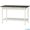 ■ヤマテック LABシリーズ実験用ラボテーブル 固定式 ワイド引き出し・全面棚板付 ケミテクト天板 W1500×D750×H950 ブラック/シルキーホワイト ...