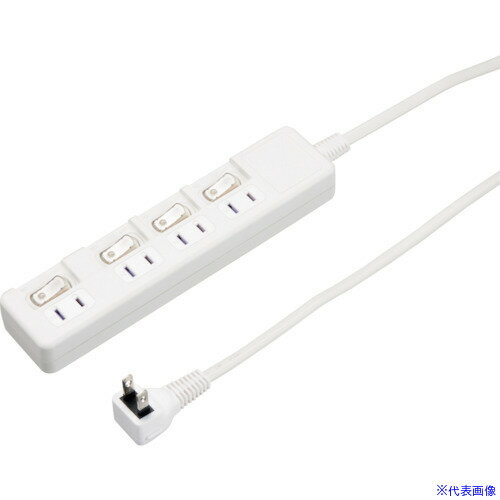 ■YAZAWA 4個口節電タップ1mホワイト H