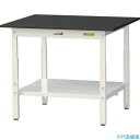 ■ヤマテック LABシリーズ実験用ラボテーブル 高さ調整タイプ 全面棚板付 ケミテクト天板 W900×D750×H600〜900 ブラック/シルキーホワイト S...