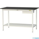 ■ヤマテック LABシリーズ実験用ラボテーブル 固定式 キャビネット・全面棚板付 ケミテクト天板 W1500×D750×H950 ブラック/シルキーホワイト S...