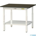 ■ヤマテック LABシリーズ実験用ラボテーブル 高さ調整タイプ 全面棚板付 指紋レスメラミン天板 W900×D750×H600〜900 ブラウン/シルキーホワイ...