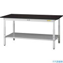 ■ヤマテック LABシリーズ実験用ラボテーブル 高さ調整タイプ 全面棚板付 指紋レスメラミン天板 W1500×D750×H600〜900 ブラウン/シルキーホワ...