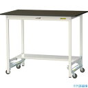 ■ヤマテック LABシリーズ実験用ラボテーブル ワンタッチ移動タイプ 半面棚板付 指紋レスメラミン天板 W1200×D750×H950 ブラウン/シルキーホワイ...