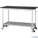 ■ヤマテック LABシリーズ実験用ラボテーブル ワンタッチ移動タイプ 全面棚板付 ケミテクト天板 W1500×D750×H950 ブラック/シルキーホワイト S...