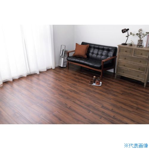 ■萩原 吸着 置くだけでズレない 貼ってはがせる ウッド調フロアタイル 12枚組 W0112P ブラウン 914×152×3 81955980(3697367)[法人限定][外直送元]