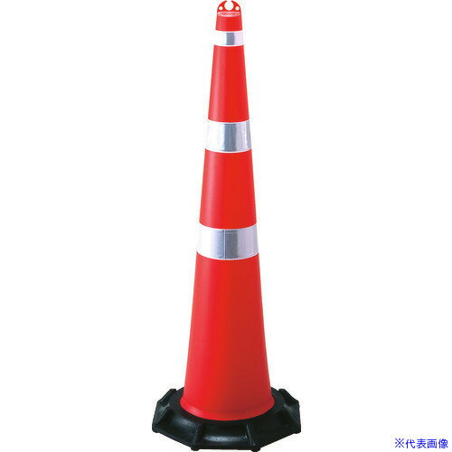 ■緑十字 ジャンボコーン(赤)・反射シート付 JRC-R 1420×480mm ウエイト付 116130(3719545)[送料別途お..
