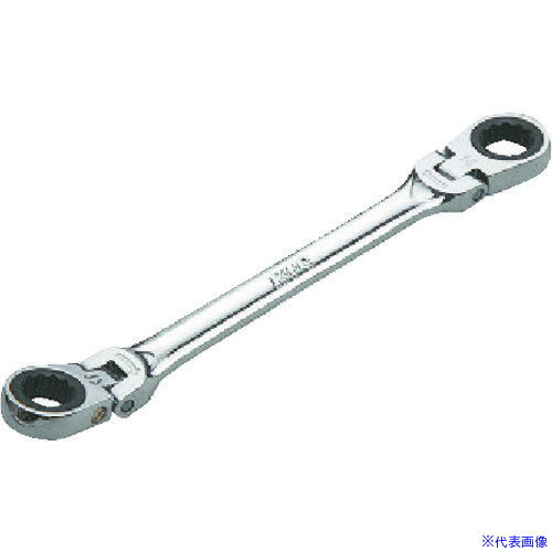 ■KTC ラチェットめがねレンチ(両頭型首振りタイプ) 対辺寸法12×14mm 全長195mm MR11214F(3736423)