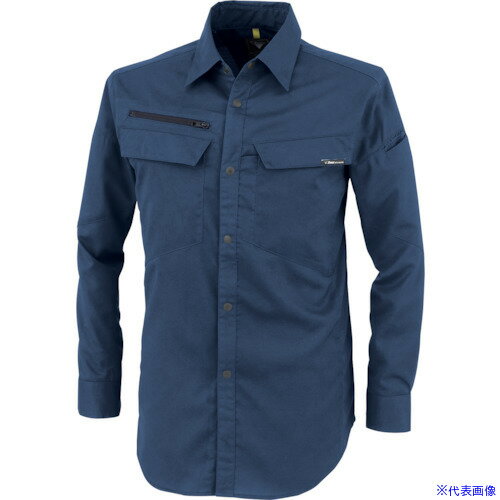 ■XEBEC 裏綿ストレッチ長袖シャツ1513−19−L ディープネイビー 151319L(3830768)[送料別途お見積り][法人限定][掲外取寄](4.0)