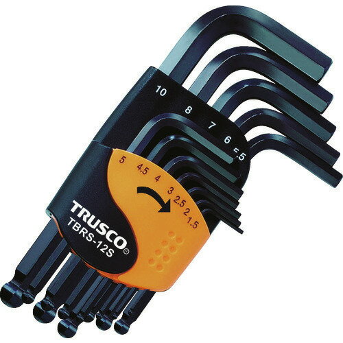 ■TRUSCO ボールポイント六角棒レンチセット ショートタイプ 12本組 TBRS12S(3896005)