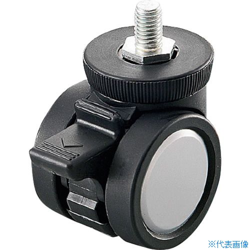 ■プラパート リフトロックキャスター ナイロン車 φ50 M12 シルバー ストッパー付 高さ調整可 K10050S12S(4027303)