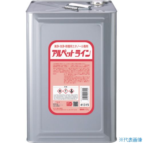 オレンジブック トラスコ中山　TRUSCOサラヤ 清浄・洗浄・除菌用エタノール製剤 アルペットライン 17L 〔品番:41315〕[ 注番:4133901]特長●機械器具の除菌ができるエタノール製剤です。用途●製造ラインなどの洗浄・ふき取りに。仕様●容量(L)：17●希釈倍率(倍)：原液仕様2●原液使用材質/仕上●容器（缶）：スチールセット内容/付属品注意原産国（名称）日本JANコード4973512413155本体質量16.2kgオレンジブック トラスコ中山　TRUSCOサラヤ 清浄・洗浄・除菌用エタノール製剤 アルペットライン 17L 〔品番:41315〕[注番:4133901][本体質量：16.2kg]《包装時基本サイズ：238×238×350》〔包装時質量：16kg〕分類》清掃・衛生用品》労働衛生用品》除菌・漂白剤☆納期情報：仕入れ先通常在庫品 (欠品の場合有り)