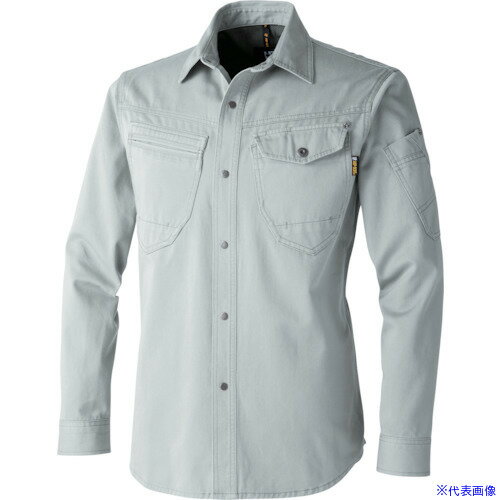 ■CHUSAN 綿100％長袖シャツ シルバー S 77000126S(4167809)[送料別途見積り][法人・事業所限定][掲外取..